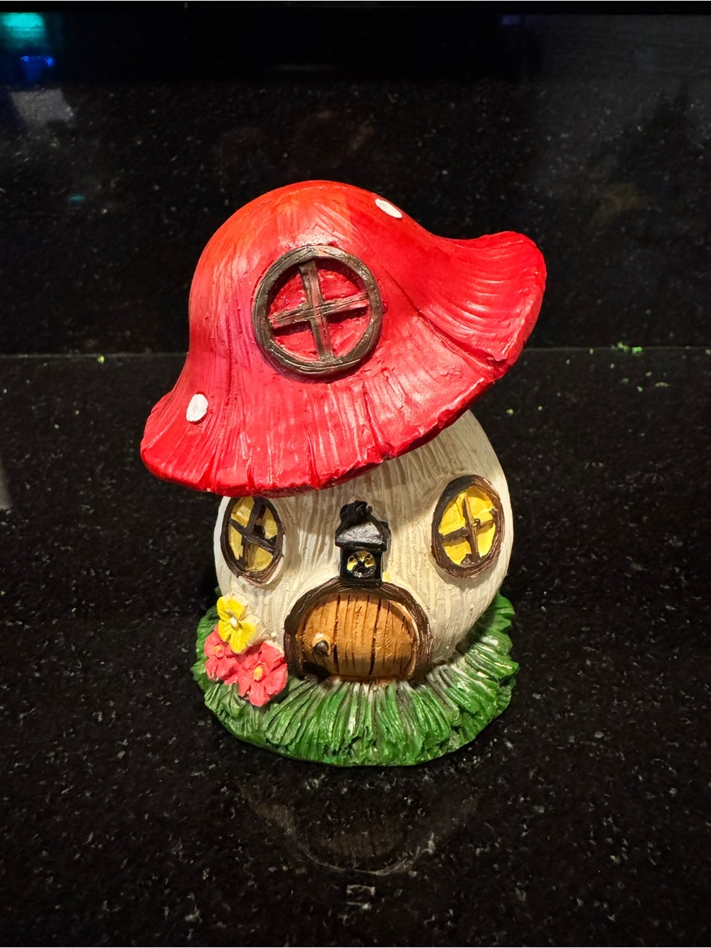 Whimsical Red Mushroom Fairy House Figurine